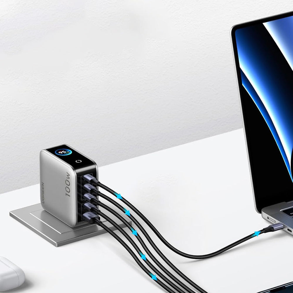 Sieťová nabíjačka UGREEN X773 (65620B), 100W, 1 x USB-A - 4 x USB-C, sivá