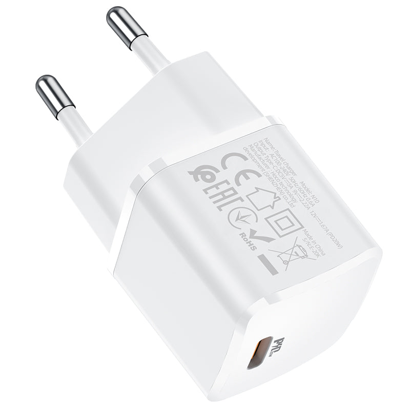 Sieťová nabíjačka HOCO N10, 20 W, 3A, 1 x USB-C, biela