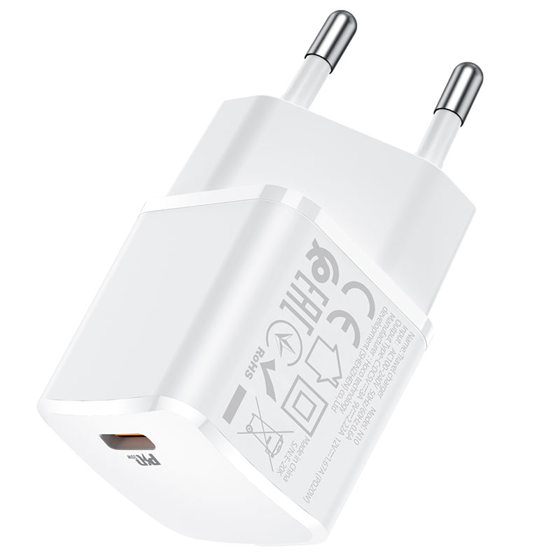 Sieťová nabíjačka HOCO N10, 20 W, 3A, 1 x USB-C, biela