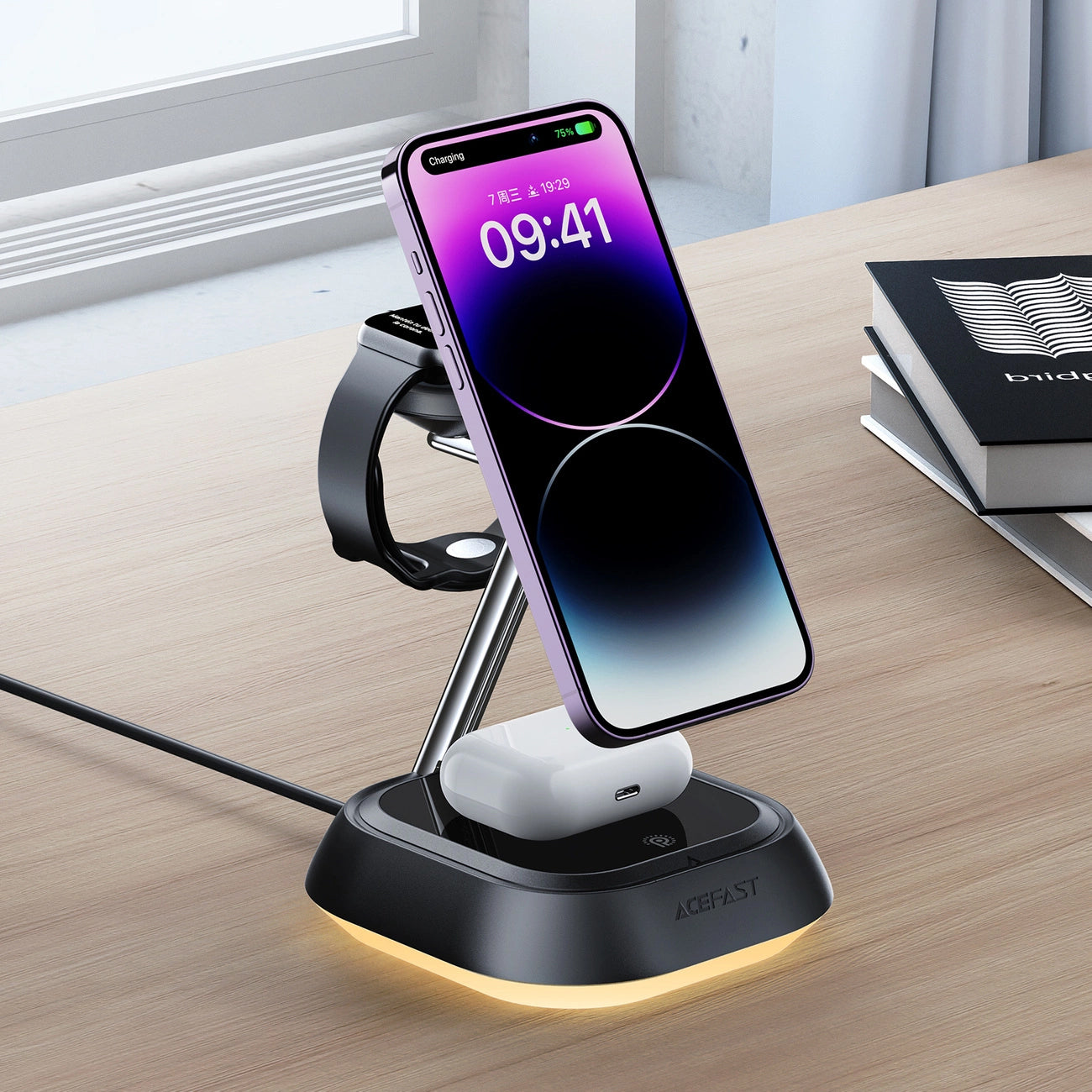Acefast E16 3in1 Wireless Network Charger, 15W, 1.67A, Black