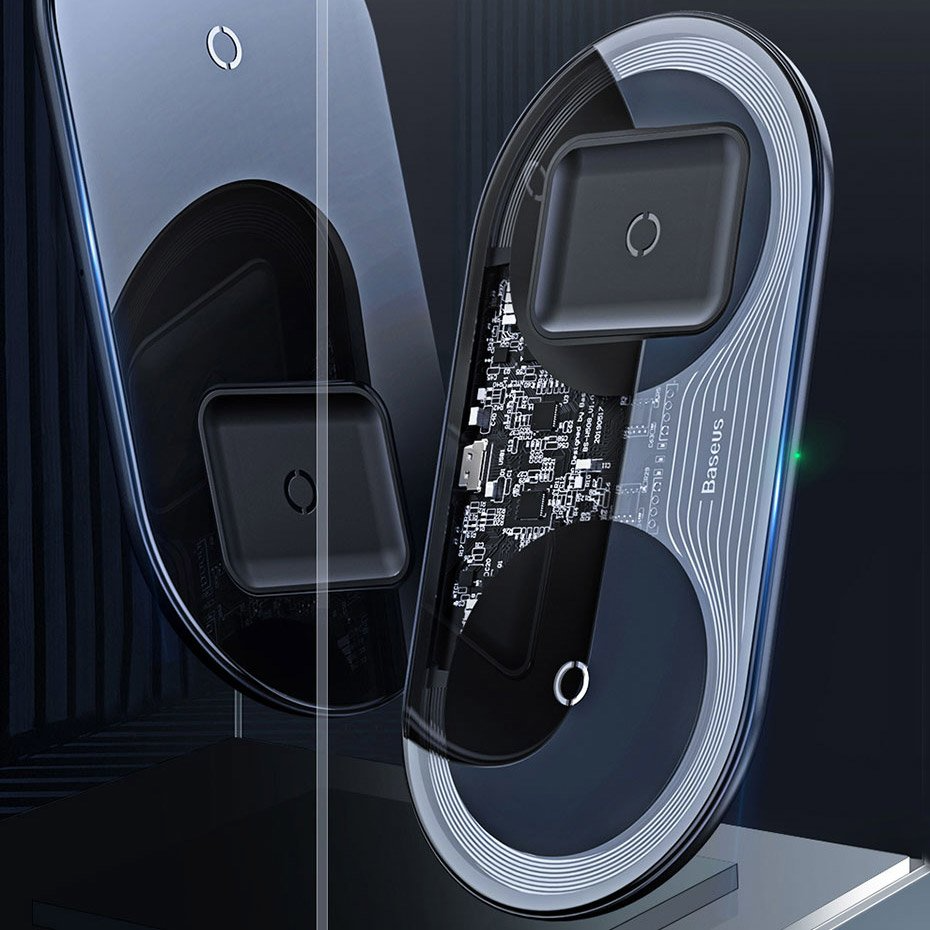 Bezdrôtová nabíjačka Baseus Simple 2in1, 15W, 1.67A, Transparentná WXJK-A01