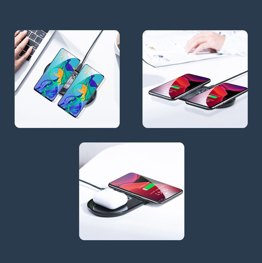 Bezdrôtová nabíjačka Baseus Simple 2in1, 15W, 1.67A, Transparentná WXJK-A01