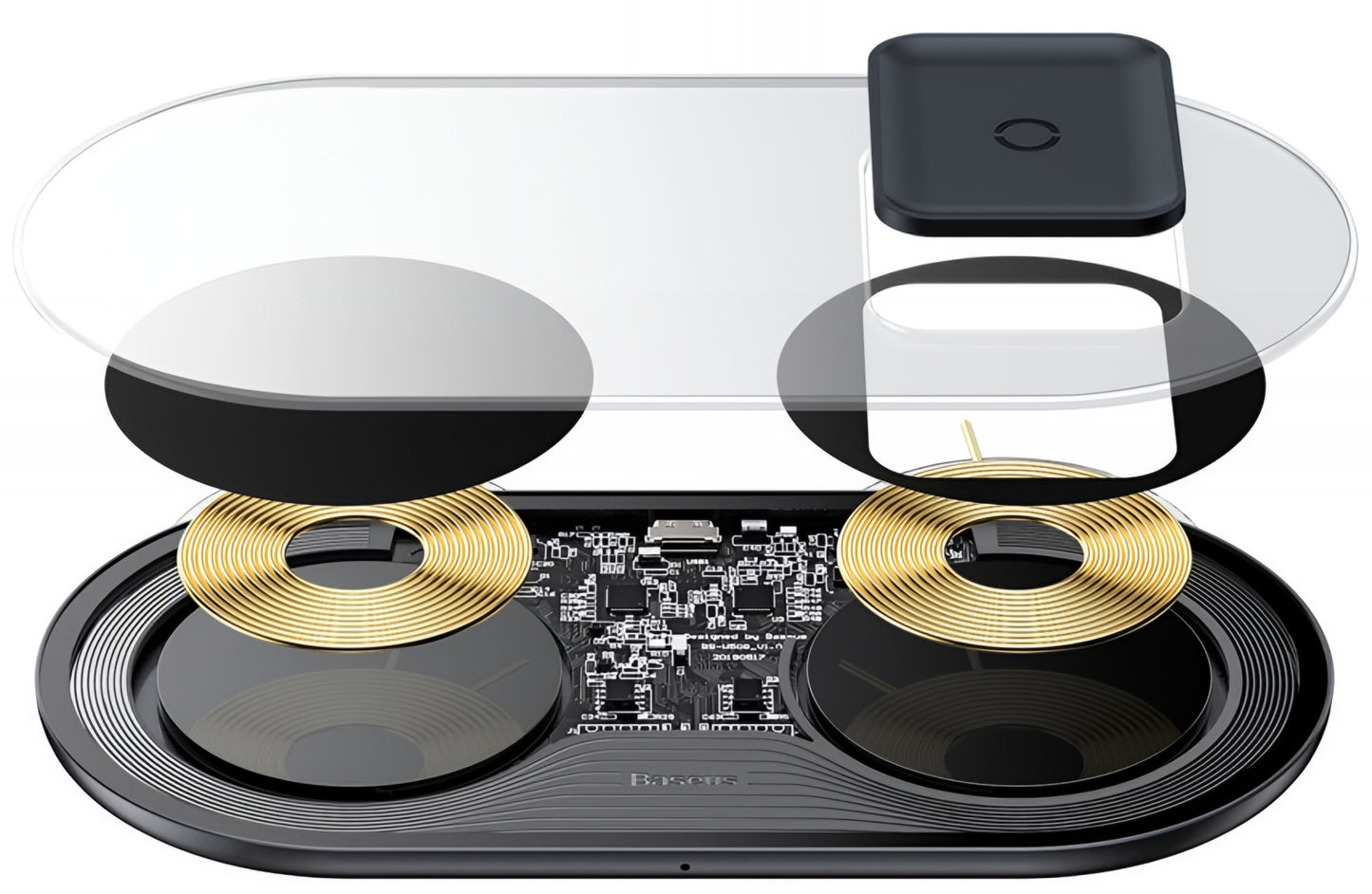 Bezdrôtová nabíjačka Baseus Simple 2in1, 15W, 1.67A, Transparentná WXJK-A01