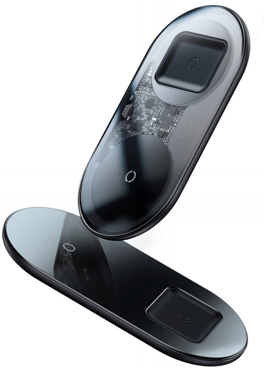 Bezdrôtová nabíjačka Baseus Simple 2in1, 15W, 1.67A, Transparentná WXJK-A01