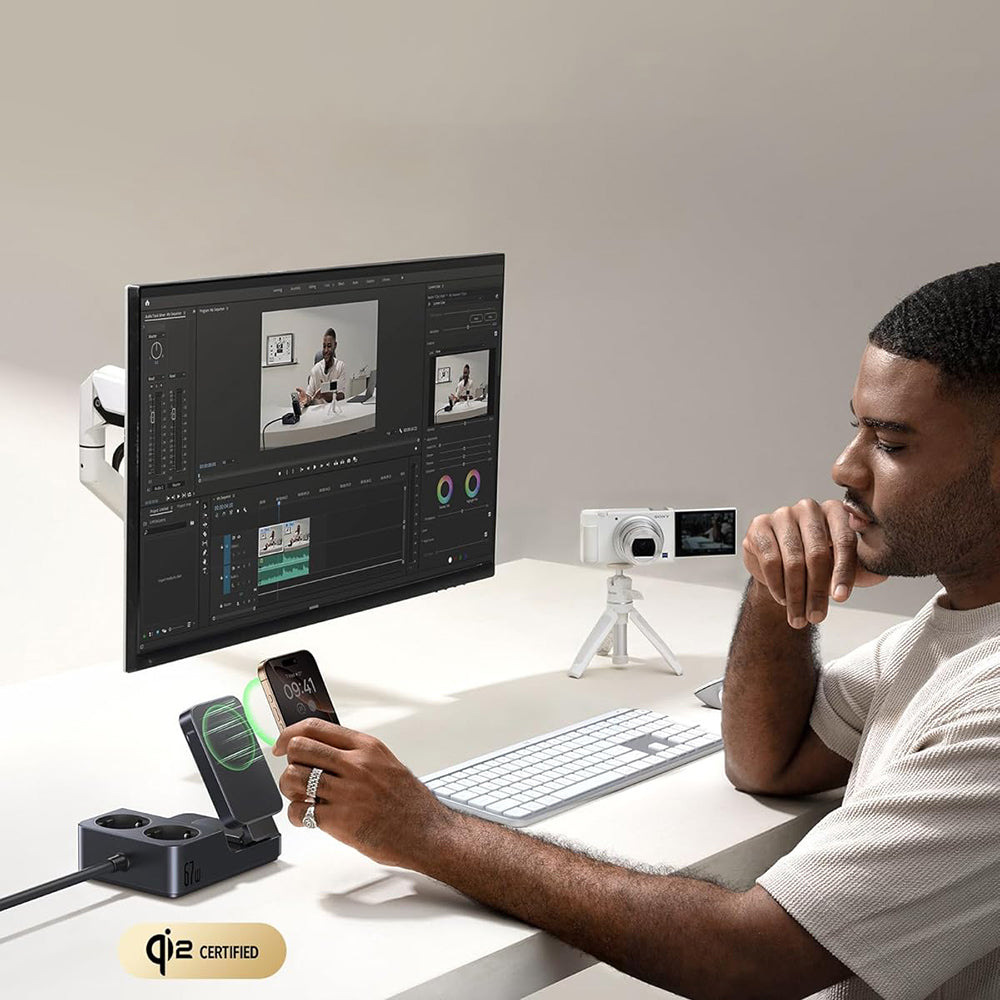 Nabíjačka Stanica Baseus Nomos ND11 QI 6in1, 67W, 3.35A, 1 x USB-A - 2 x USB-C - 2 x Schuko, Čierna P80015804213-00