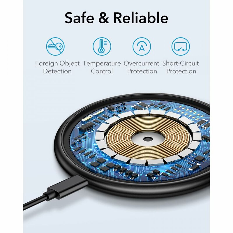 Bezdrôtová sieťová nabíjačka ESR Halolock, 10W, 1.1A, Modrá