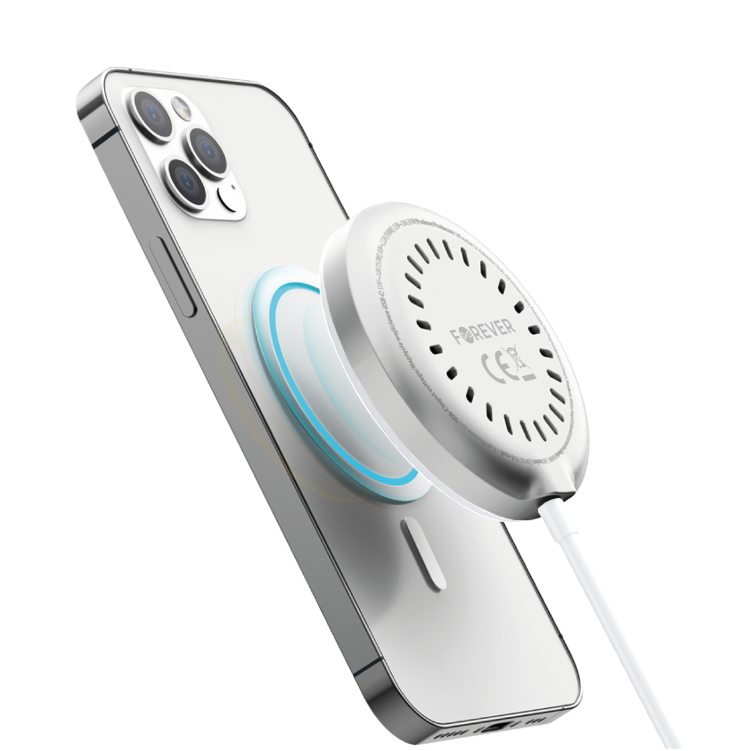 Bezdrôtová sieťová nabíjačka Forever MAWC-300, 15 W, 1,67 A, strieborná
