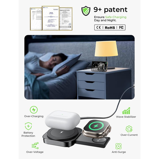 Bezdrôtová nabíjačka Lisen 2v1, 15W, 1.67A, Čierna YL0324100013