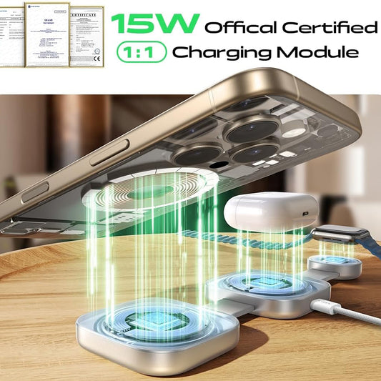 Bezdrôtová nabíjačka Lisen 3v1, 15W, 1.67A, Sivá YL0424040001