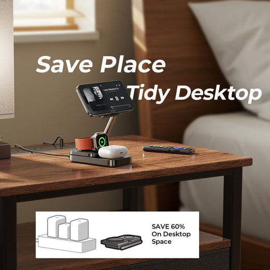 Bezdrôtová nabíjačka Lisen 3v1, 15W, 1.67A, Čierna YL0424010003