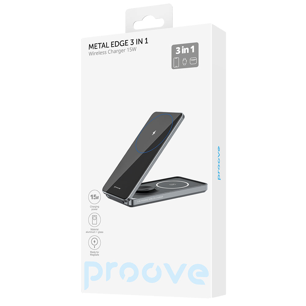 Bezdrôtová nabíjačka Proove Metal Edge 3v1, 15W, 1.67A, Sivá WSME15010003
