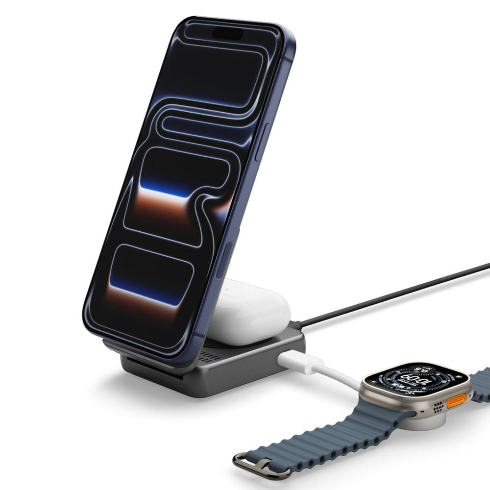 Bezdrôtová nabíjačka Spigen EF302MOQ 3v1, 25W, 1 x USB-C, Sivá