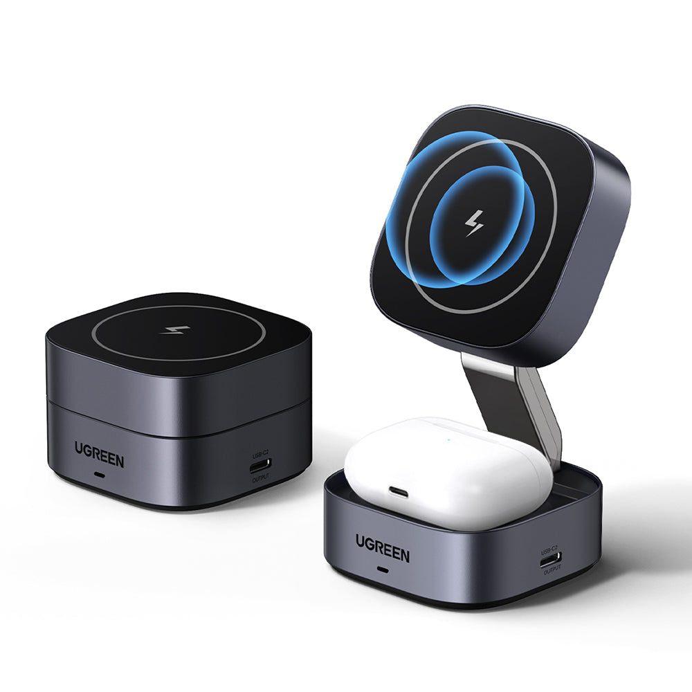 Bezdrôtová sieťová nabíjačka UGREEN W526 3v1, 20W, 1.67A, 1 x USB-C, Čierna