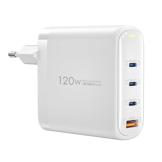 Sieťová nabíjačka WiWu Wi-U020, 120 W, 3A, 1 x USB-A - 3 x USB-C, biela
