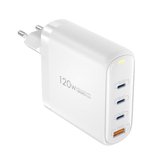 Sieťová nabíjačka WiWu Wi-U020, 120 W, 3A, 1 x USB-A - 3 x USB-C, biela