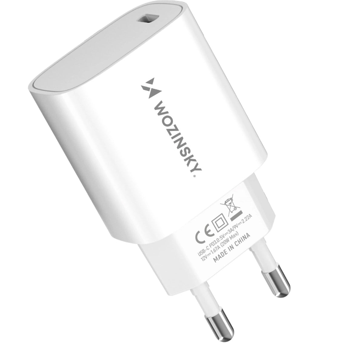 Sieťová nabíjačka WZK WGWCCW, 20W, 3A, 1 x USB-C, biela