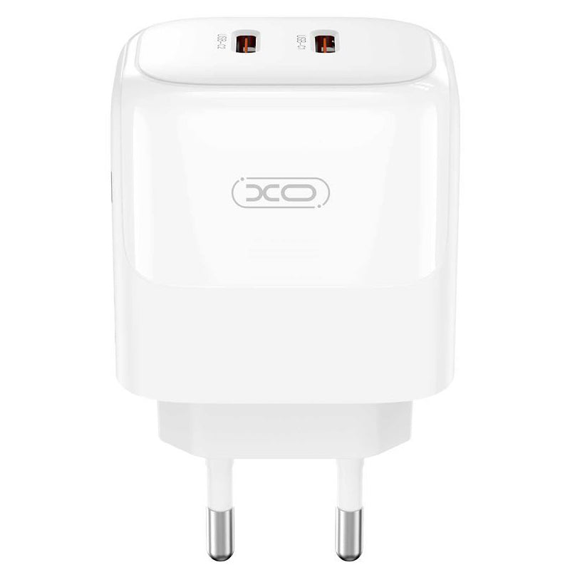 Sieťová nabíjačka XO Design L140, 35 W, 3A, 2 x USB-C, biela