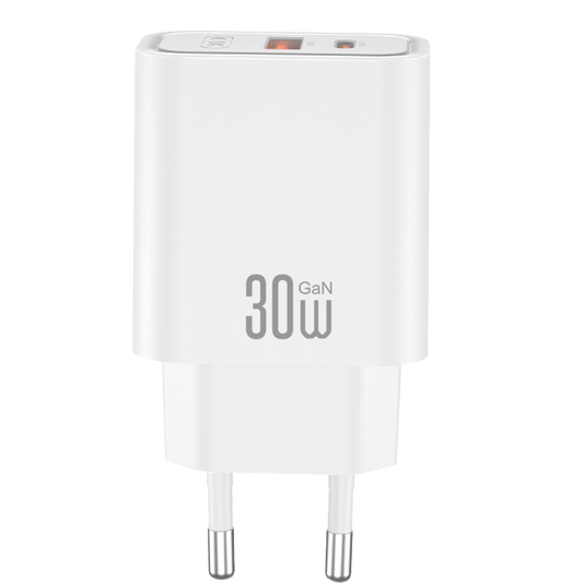 Sieťová nabíjačka XO Design CE42, 30W, 3A, 1 x USB-A - 1 x USB-C, biela