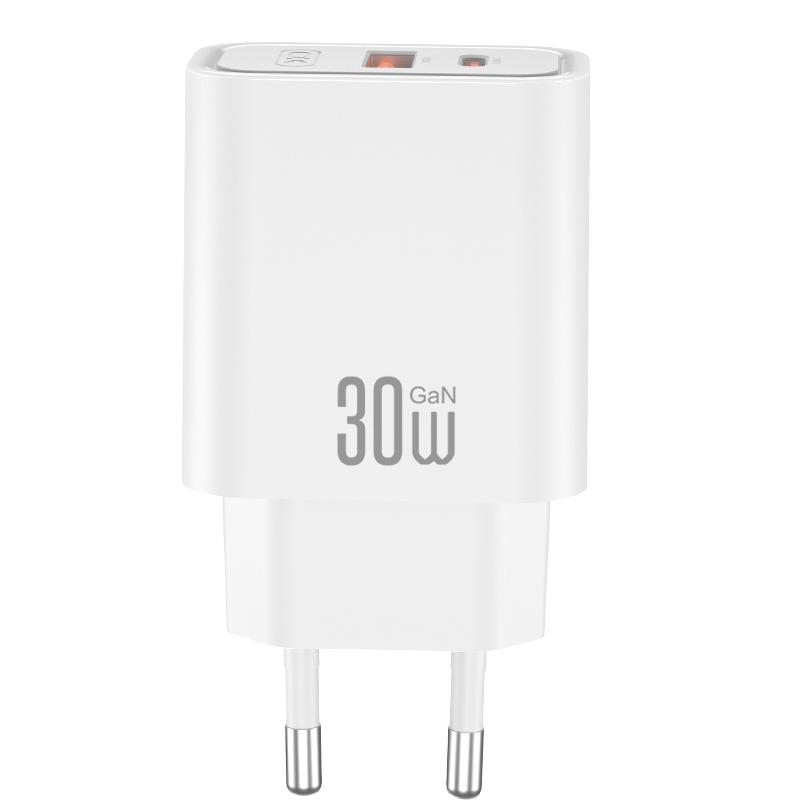 Sieťová nabíjačka XO Design CE42, 30W, 3A, 1 x USB-A - 1 x USB-C, biela