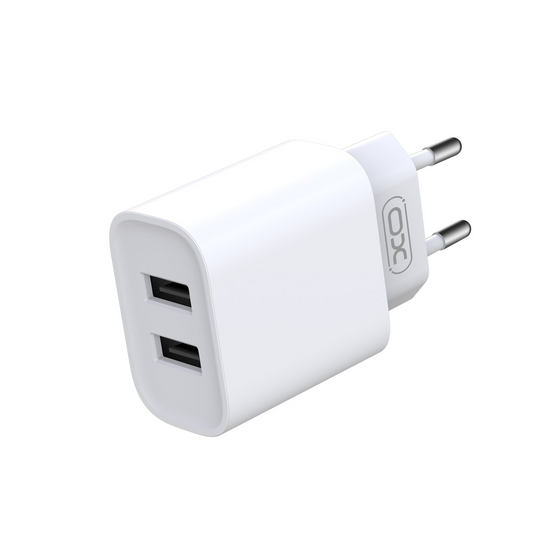Sieťová nabíjačka XO Design CE02C, 10.5W, 2.1A, 2 x USB-A, Biela
