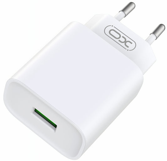 Sieťová nabíjačka XO Design CE02D, 18W, 3A, 1 x USB-A, Biela