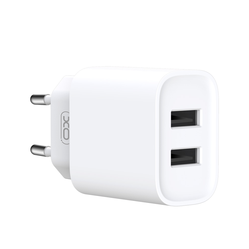 Sieťová nabíjačka XO Design CE02C, 10.5W, 2.1A, 2 x USB-A, Biela