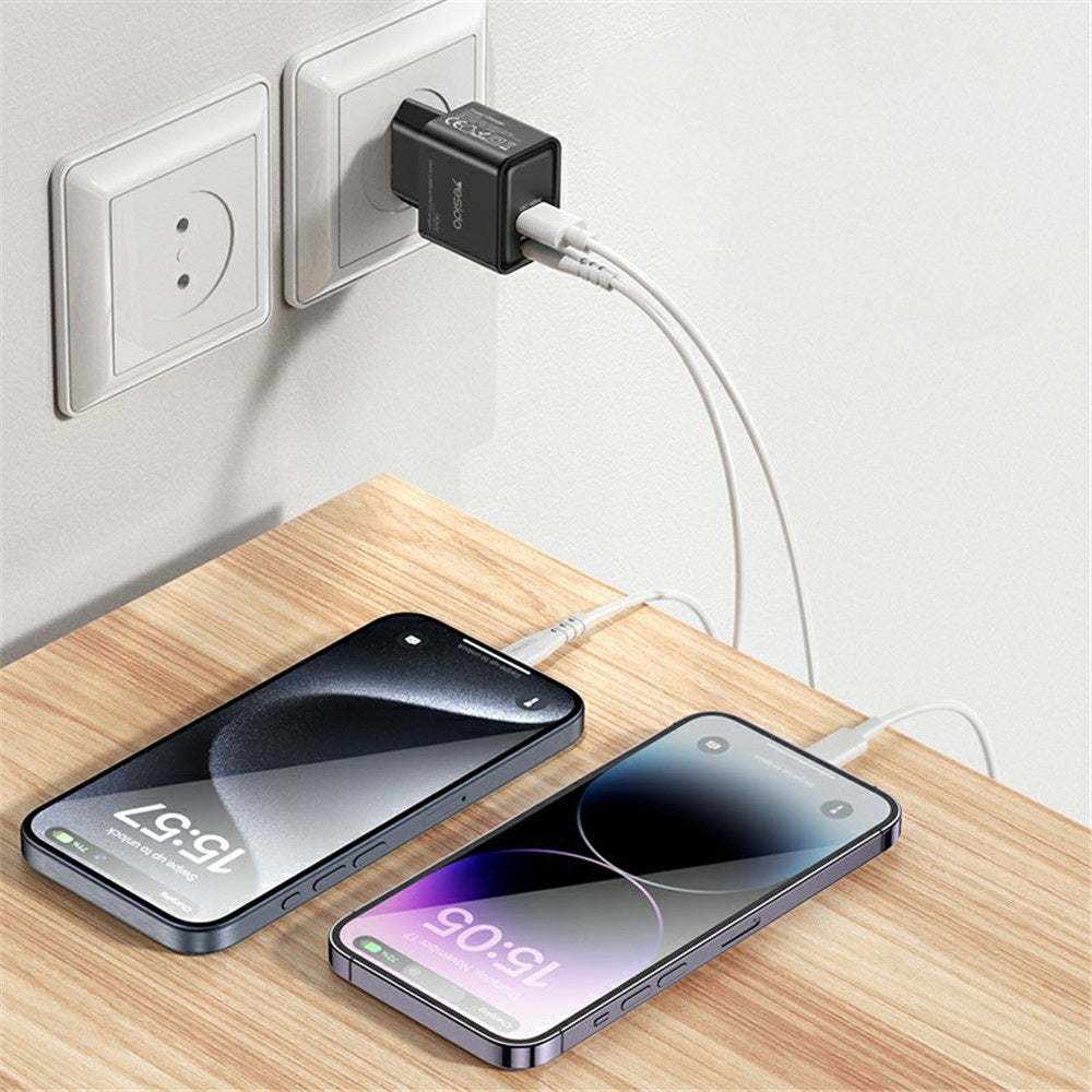 Sieťová nabíjačka Yesido YC64, 30W, 3A, 1 x USB-A - 1 x USB-C, Čierna