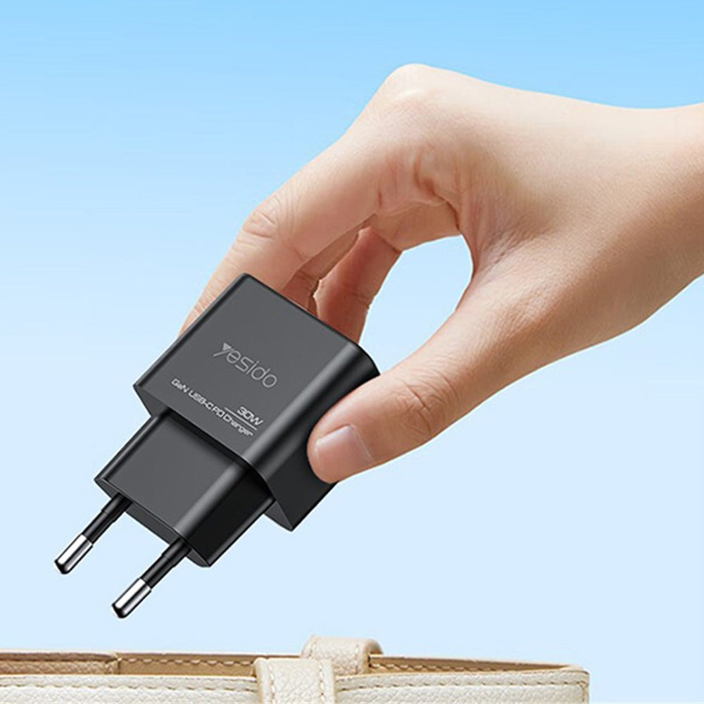 Sieťová nabíjačka Yesido YC64, 30W, 3A, 1 x USB-A - 1 x USB-C, Čierna