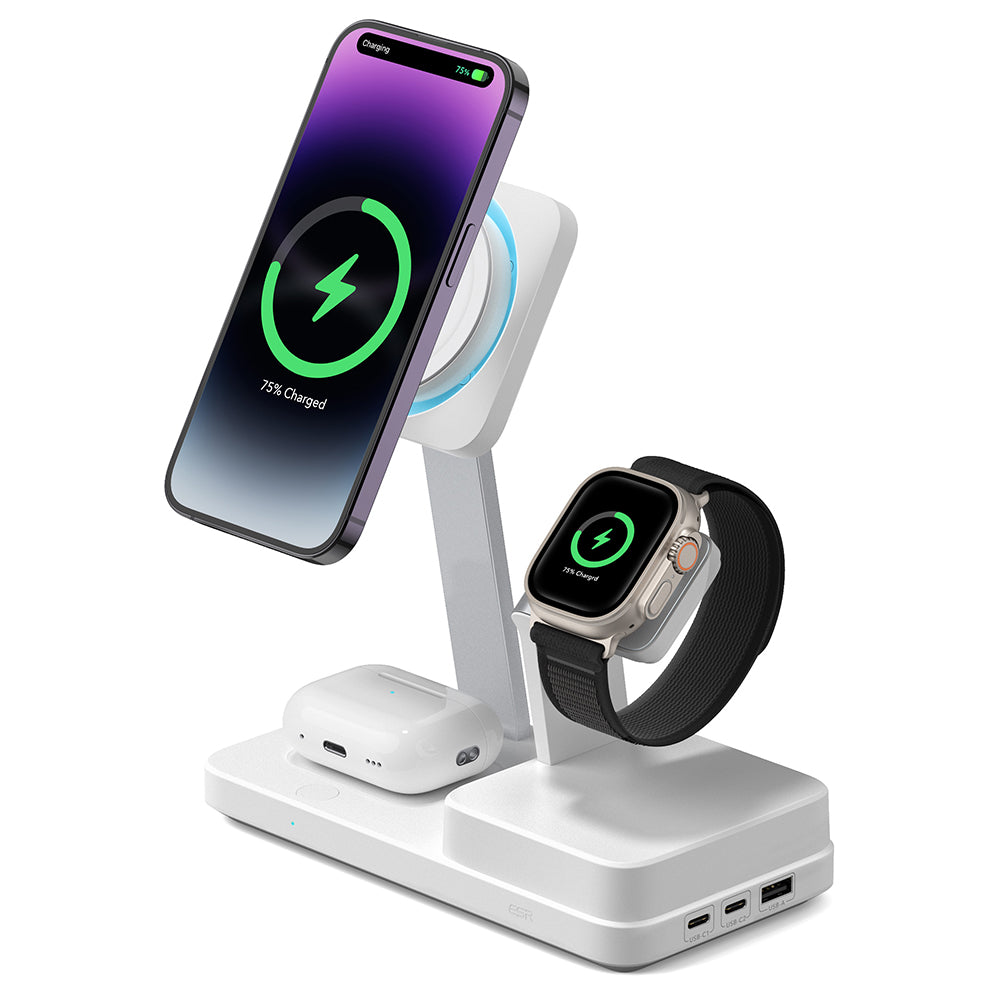 Nabíjačka Stanica ESR CryoBoost QI 6in1, 100W, 2 x USB-A - 1 x USB-C, Biela
