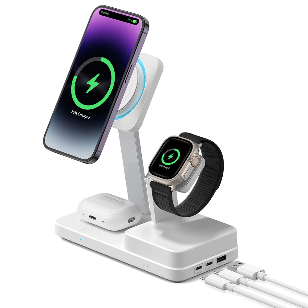 Nabíjačka Stanica ESR CryoBoost QI 6in1, 100W, 2 x USB-A - 1 x USB-C, Biela
