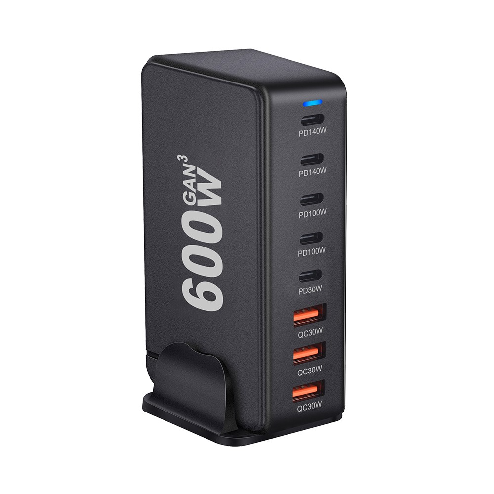 Nabíjačka stanice OEM, 600W, 4 x USB-A - 4 x USB-C, čierna