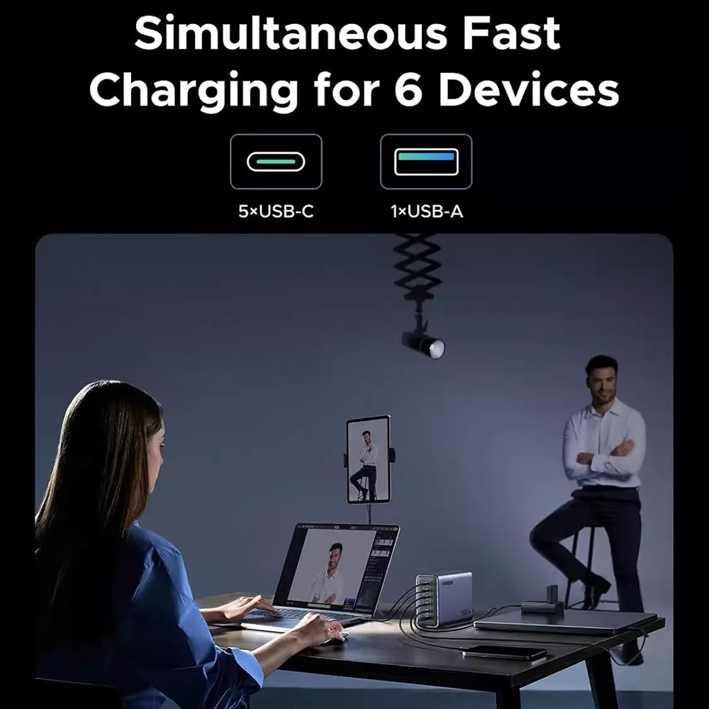 Nabíjačka Stanica UGREEN Nexode X759, 500W, 5A, 1 x USB-A - 5 x USB-C, Sivá