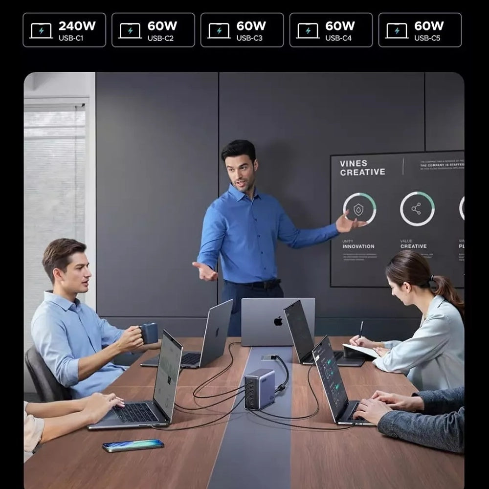 Nabíjačka Stanica UGREEN Nexode X759, 500W, 5A, 1 x USB-A - 5 x USB-C, Sivá