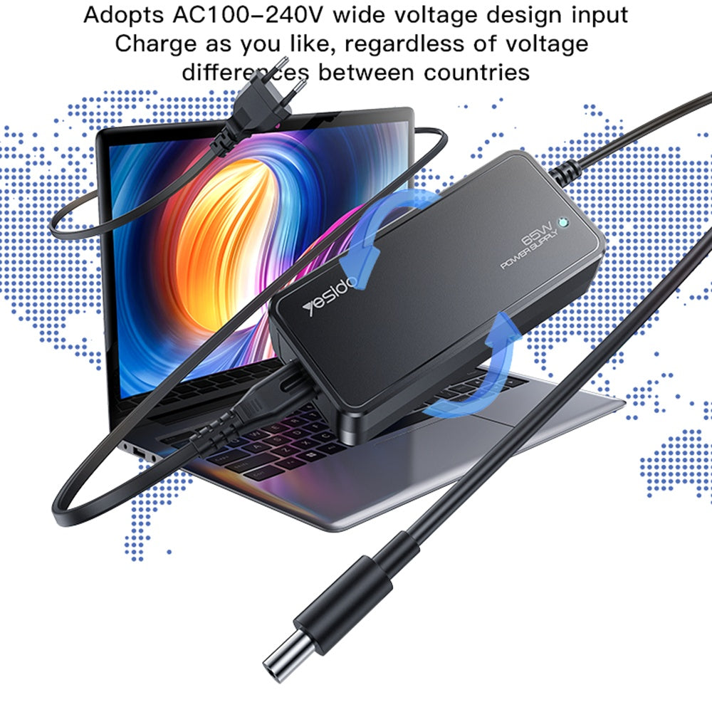 Nabíjačka Yesido CG11E, 65W, univerzálna, čierna