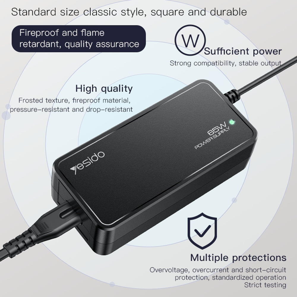 Nabíjačka Yesido CG11E, 65W, univerzálna, čierna