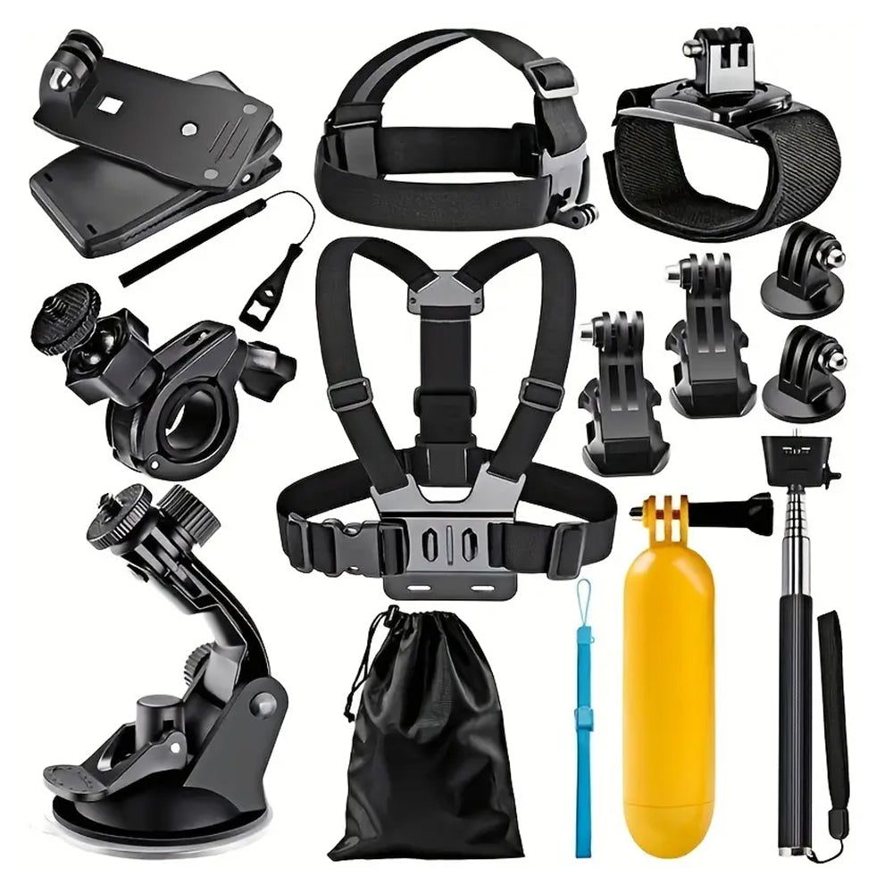 Sada príslušenstva pre športovú kameru Techsuit SA15 pre GoPro / SJCAM Series, 15v1, Čierna