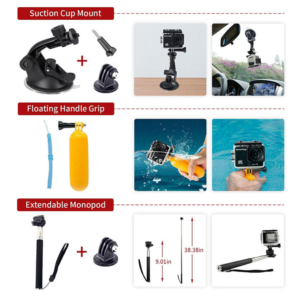 Sada príslušenstva pre športovú kameru Techsuit SA15 pre GoPro / SJCAM Series, 15v1, Čierna
