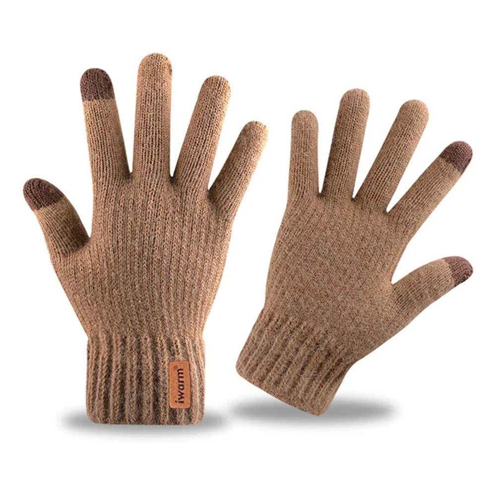 Dotykové zimné rukavice Iwarm ST0016, veľkosť 22 cm, hnedé