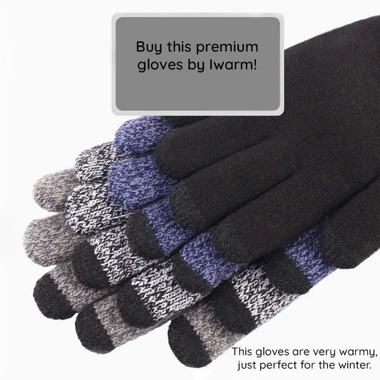 Dotykové zimné rukavice Iwarm ST0018, veľkosť 23 cm, sivé