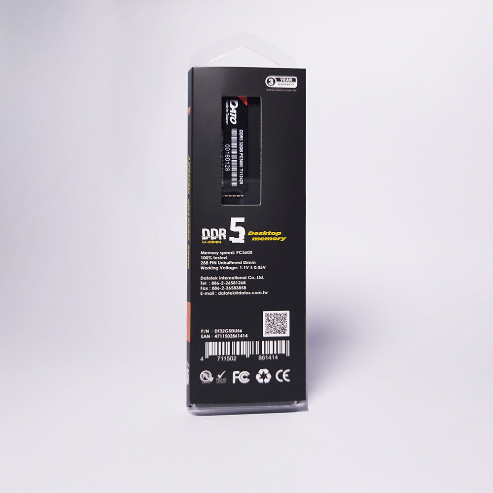 Pamäť RAM Dato, DDR5, 8GB, 4800Mhz, Čierna DT8G5DU48