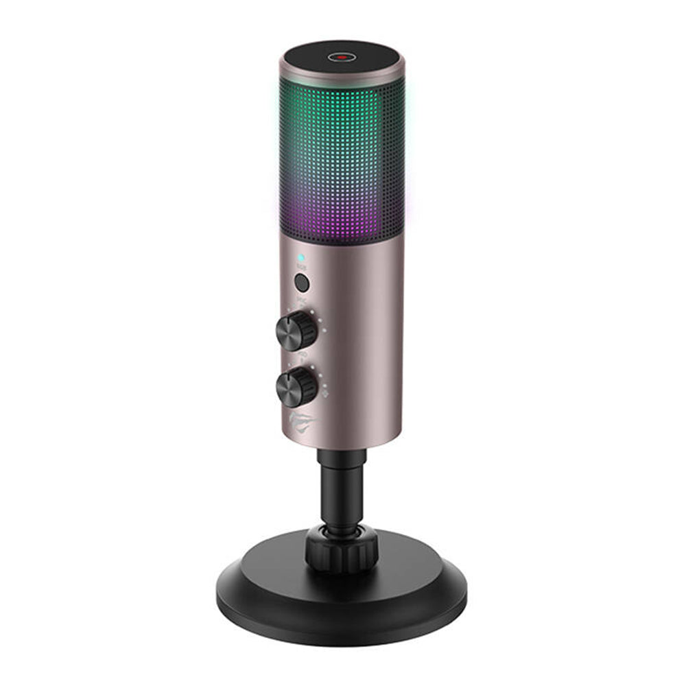 Gamingový mikrofón HAVIT GK61, RGB, USB-C, Sivý