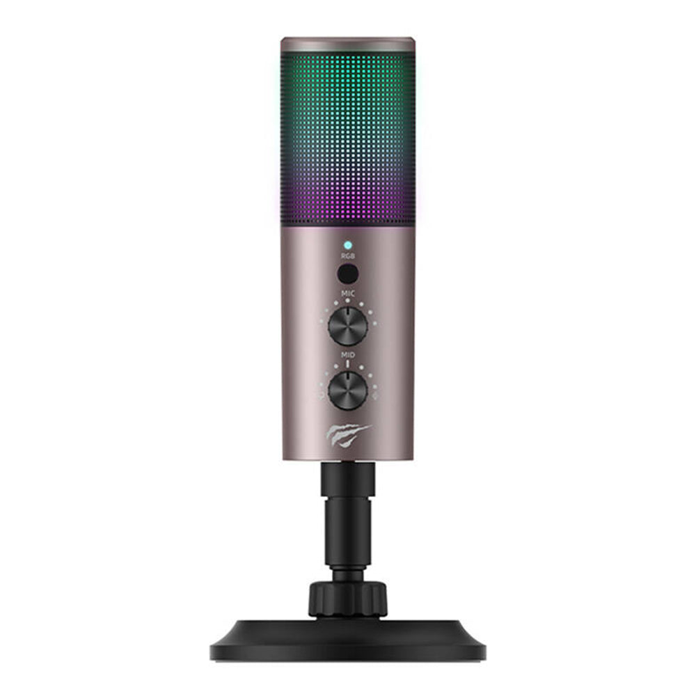 Gamingový mikrofón HAVIT GK61, RGB, USB-C, Sivý