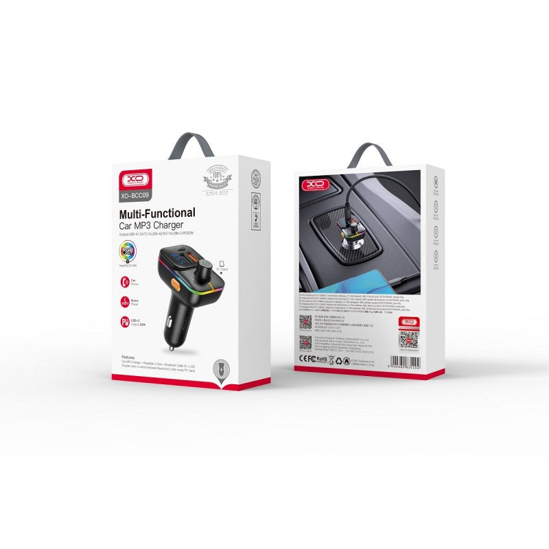 Modulátor Bluetooth FM XO Design BCC09, 2 x USB-A - 1 x USB-C - 1 x microSD