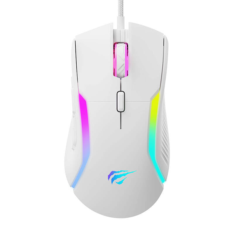 Herná myš s káblom USB HAVIT MS1033, RGB, 800DPI - 8000DPI, Biela