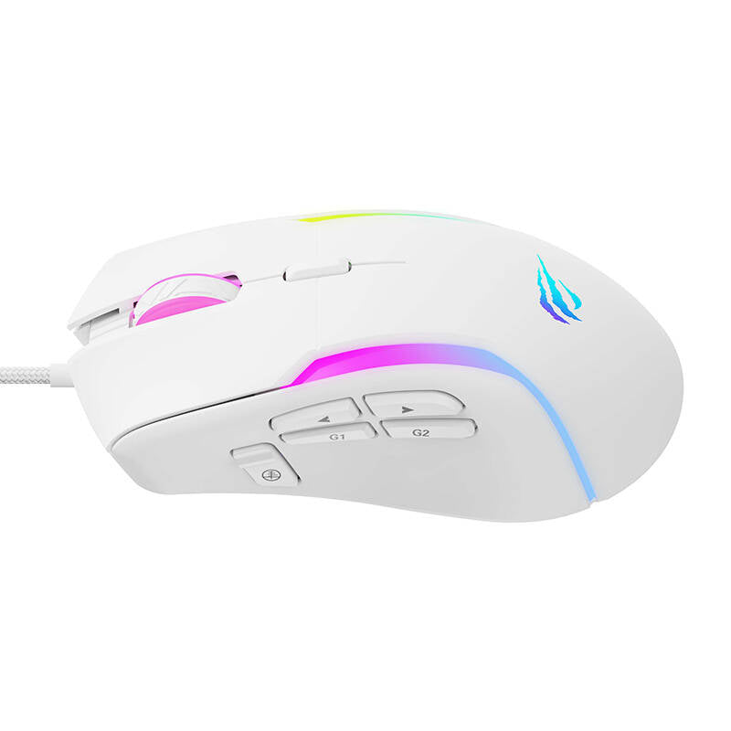Herná myš s káblom USB HAVIT MS1033, RGB, 800DPI - 8000DPI, Biela