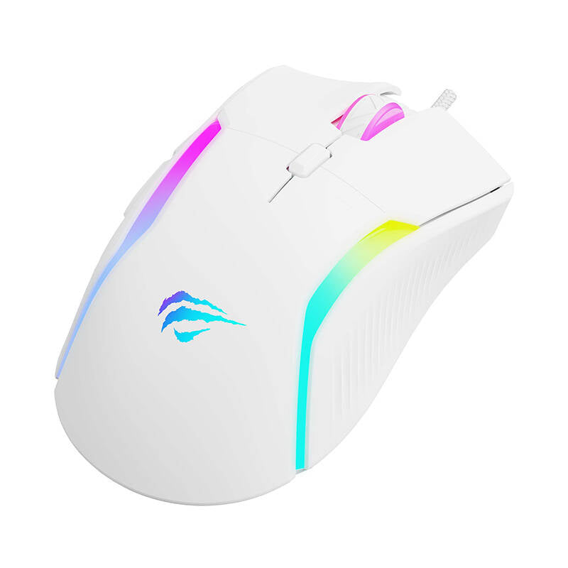 Herná myš s káblom USB HAVIT MS1033, RGB, 800DPI - 8000DPI, Biela