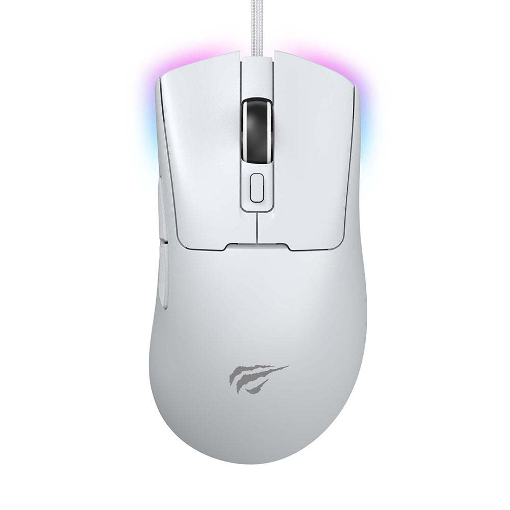 Herná myš s káblom USB HAVIT MS966, RGB, 800DPI - 12000DPI, 1.6m, Biela