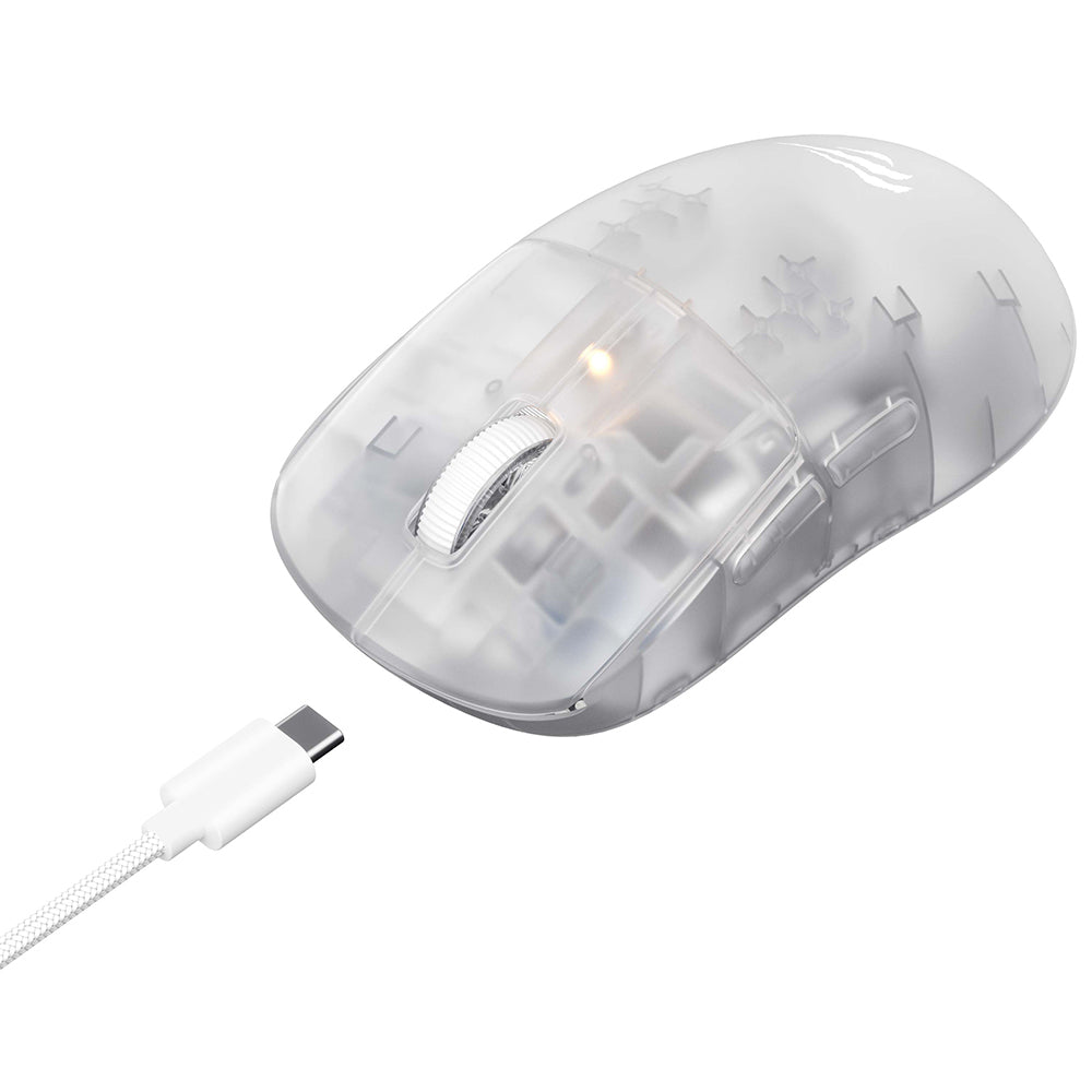 Bezdrôtová herná myš HAVIT MS970WB Pro, 800DPI - 12000DPI, BT / Wi-Fi / Káblové, Transparentná Biela