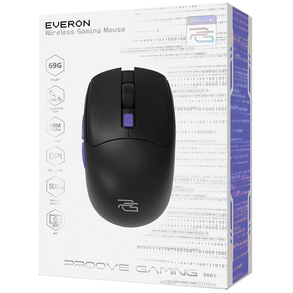 Bezdrôtová herná myš Proove Everon, 800DPI - 10000DPI, Čierna WMEV00022001