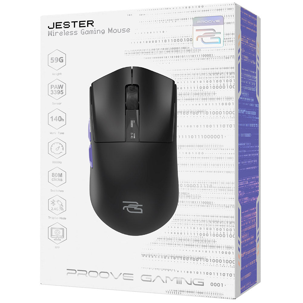 Bezdrôtová herná myš Proove Jester, 800DPI - 26000DPI, OLED displej, Čierna WMJS00022001